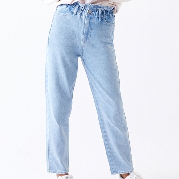 PACSUN Busted Blue Paperbag Waist Mom Jean Highrise‎ Tapered Leg Relaxed Size XS - Picture 1 of 9